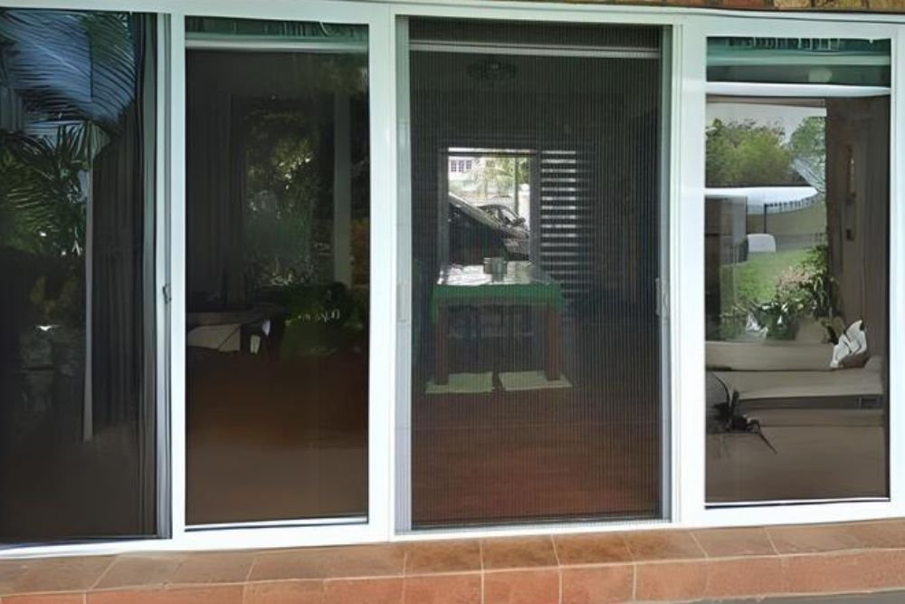 upvc sliding door with mesh